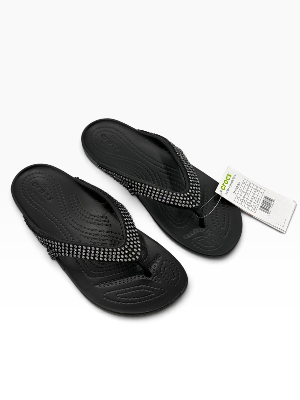 NWT Crocs Black Kadee II Jewels Flip Flop Sandals Size 5